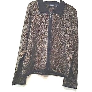 Bridgetown collection wool blend cardigan zipper front gold & back sweat…